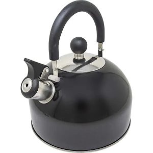 Stainless Steel Camping Kettle 2.5L Whistling Teapot For Gas Hob, Metallic Black